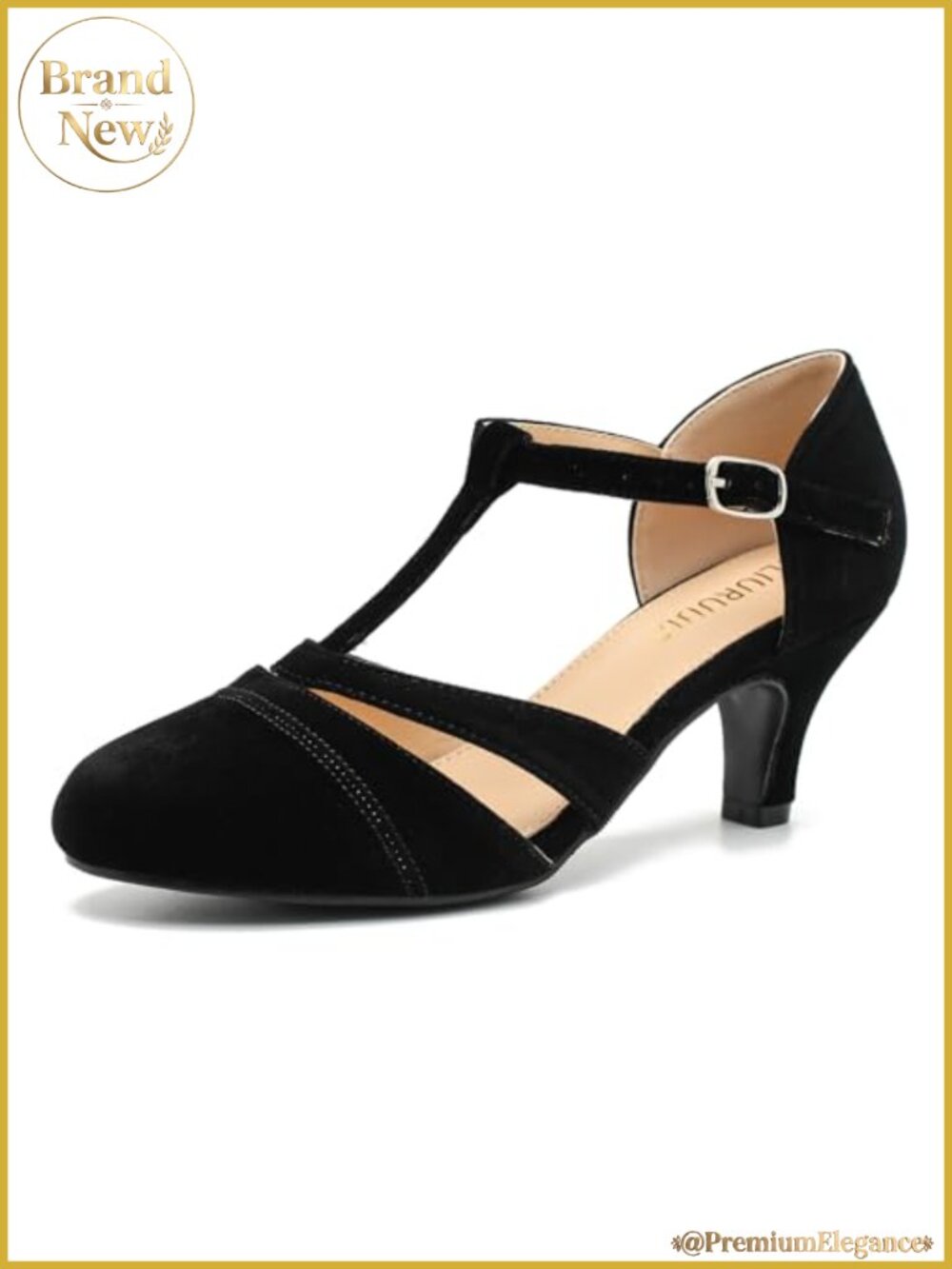 Velvet T-Strap Mary Jane Kitten Heel Vintage Dress Pumps